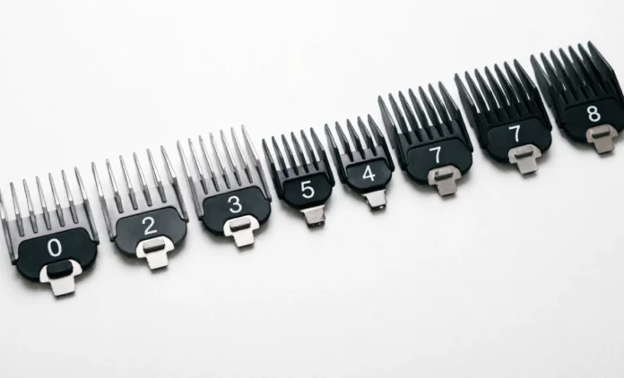 Clipper Guard Numbers 0 to 8 Complete Size Chart Clipper guard numbers 0 to 8 arranged in order showing different sizes