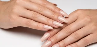 Coffin vs Almond Nails comparison photo showing both manicured nail shapes side by side on natural hands for reference.