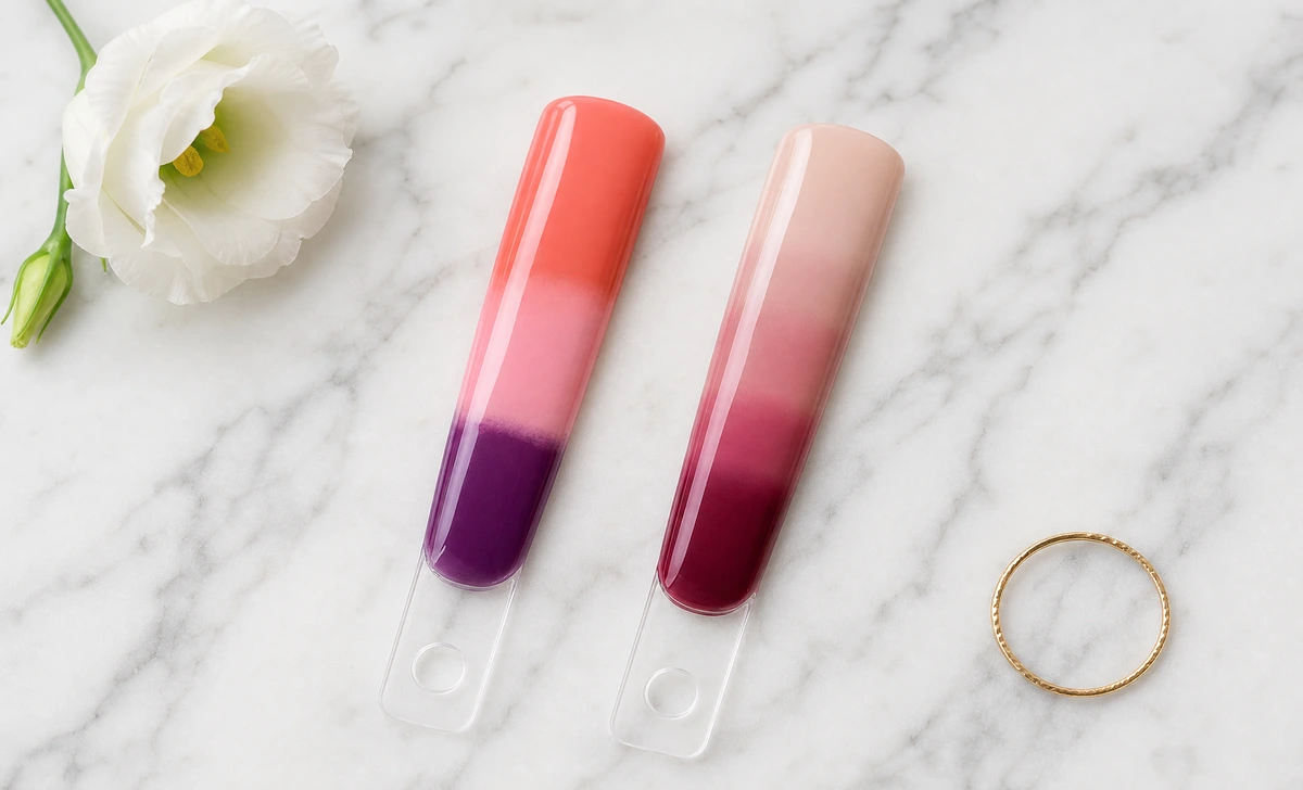 Gradient nails vs ombre nails side by side comparison swatches