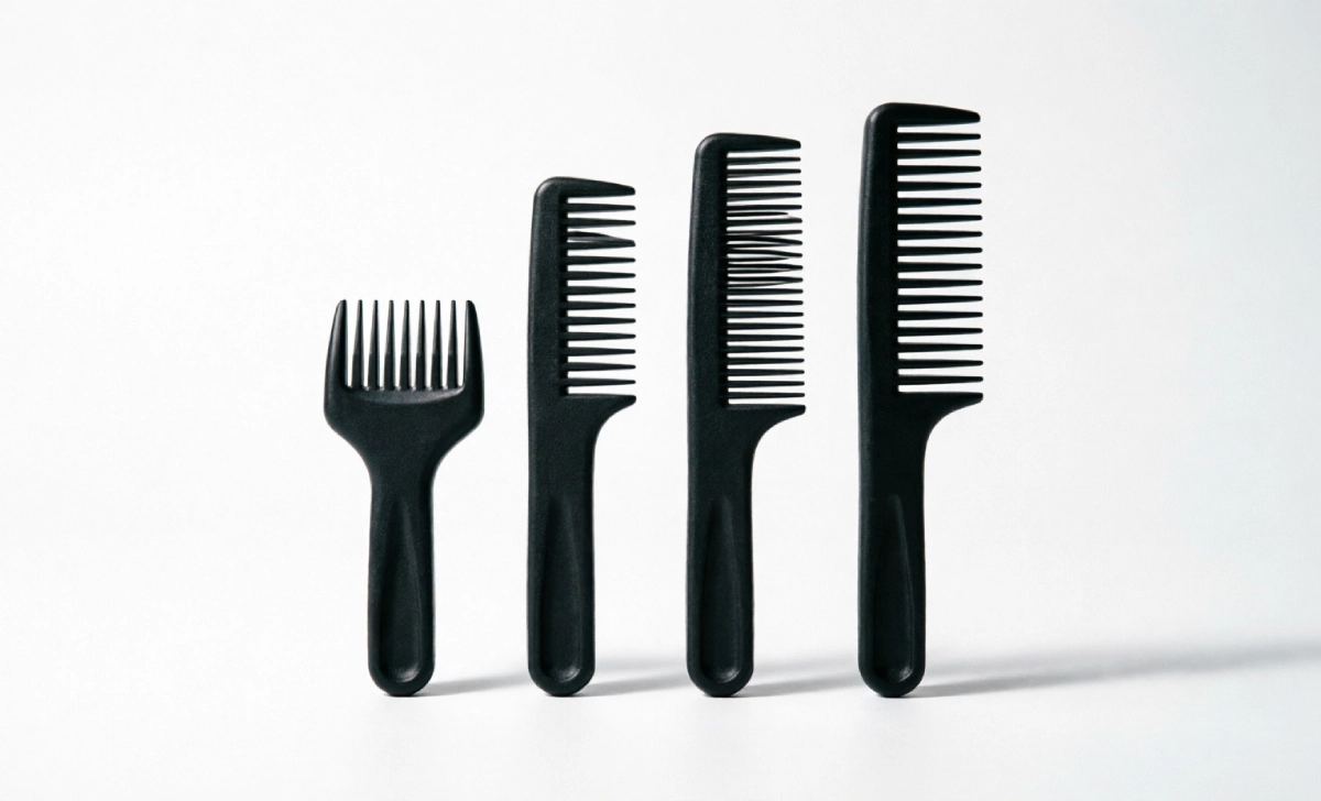 Hair clipper guard sizes 1 to 4 shown side by side for size comparison