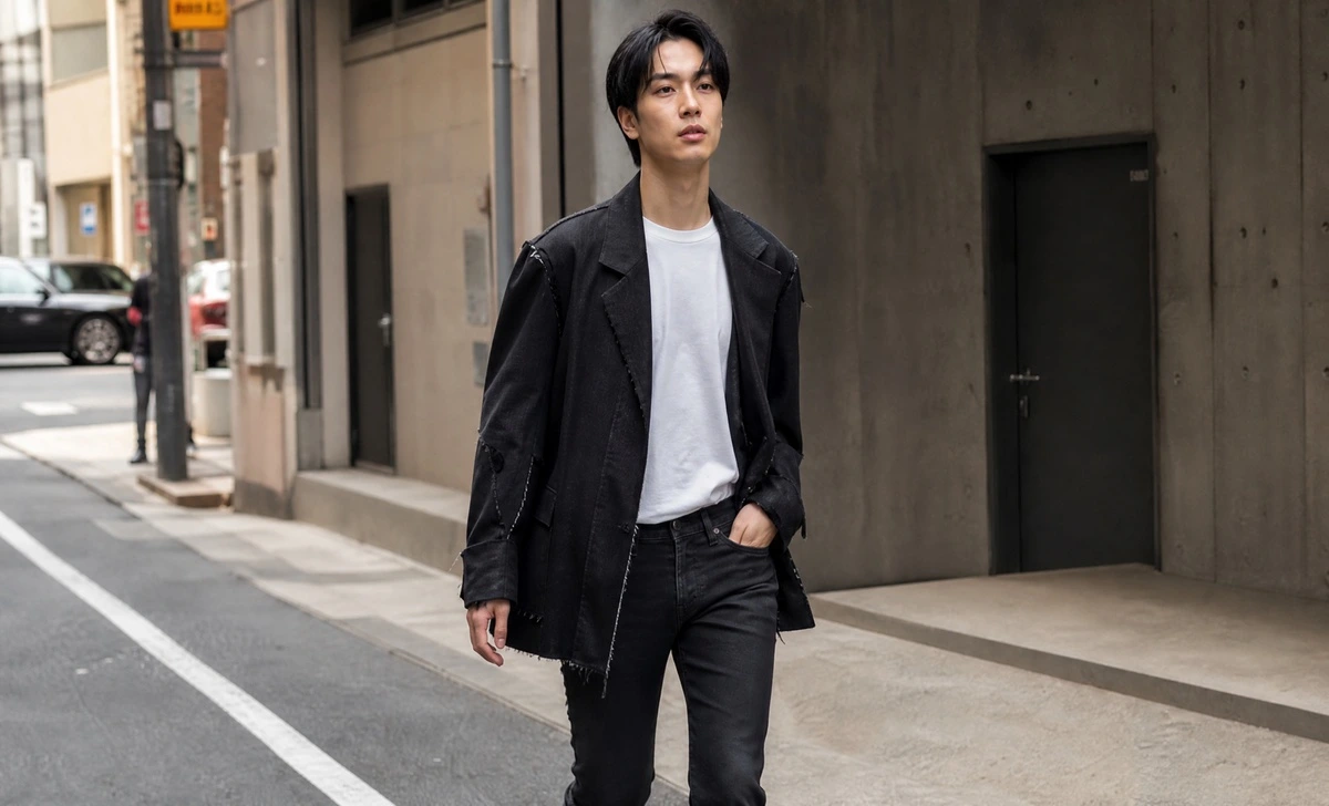 Person wearing a deconstructed oversized blazer as an everyday avant garde fashion outfit
