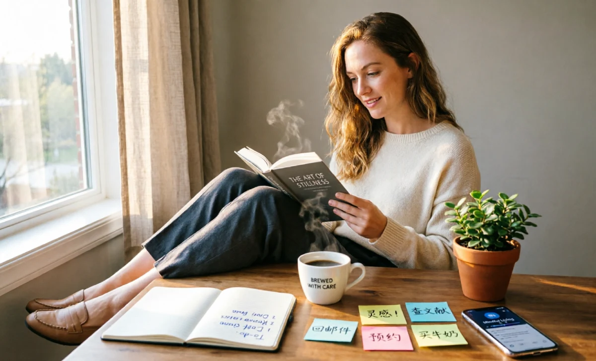 Person reading and learning at a cozy desk representing intellectual wellness in the 7 dimensions of wellness framework