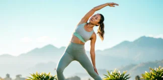 Person stretching outdoors to optimize physical health through daily movement