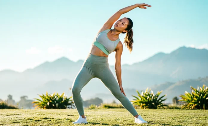 Optimize Physical Health — Morning Movement Routine Person stretching outdoors to optimize physical health through daily movement