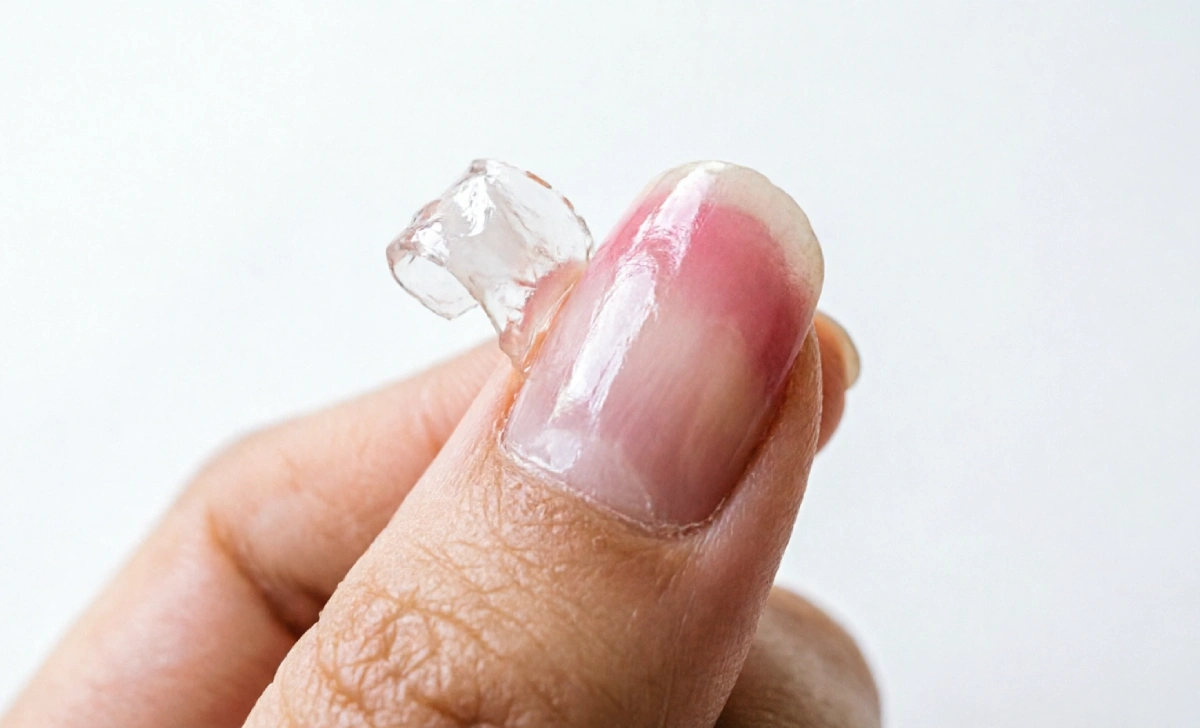Peeling dried liquid latex from cuticle after sponge ombre nails application to reveal clean crisp edges around the gradient nail