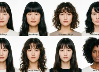 Types of Bangs: How to Find the Perfect Fringe Style for Your Face Shape Image Alt Text Types of Bangs including curtain, blunt, wispy, and side-swept styles for different face shapes