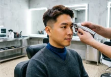 12 Types of Fades for Men: Complete Barber Style Guide Types of fades for men showing a low fade haircut being done by a barber with clippers