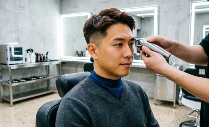 Types of Fades for Men – Low Fade Barber Cut Types of fades for men showing a low fade haircut being done by a barber with clippers