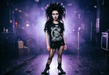 Types of Goths: From Siouxsie Sioux to Cyber Goth, Your Guide to Every Subculture Types of goths — a trad goth with backcombed hair, black band tee, fishnets, and heavy eyeliner standing in moody low light