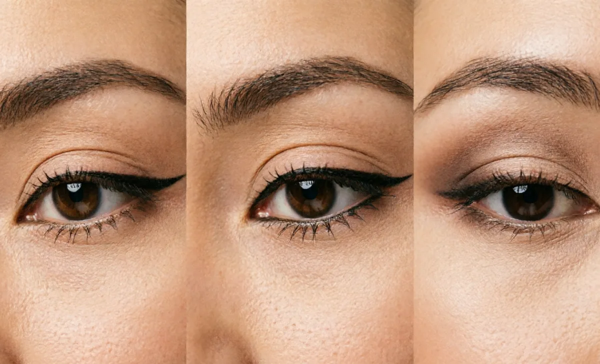 Side-by-side comparison of almond, hooded, and monolid eye makeup techniques
