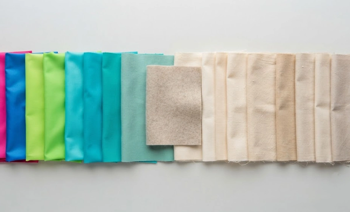 Fabric spectrum illustrating where Aritzia fits between fast and slow fashion