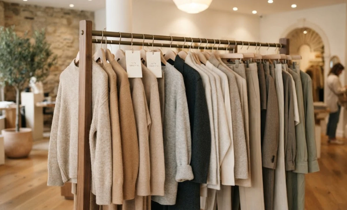 Clothing rack showing frequent new arrivals similar to Aritzia's weekly drop model