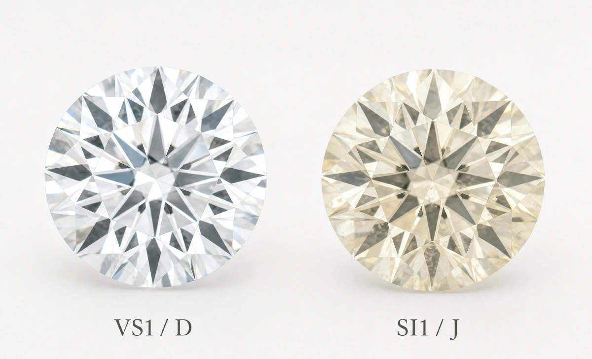 Aura Diamonds Loose Diamonds clarity and color grade comparison