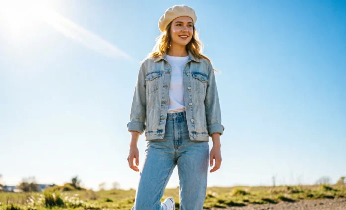 Beanie in 70 Degree Weather Style Guide beanie in 70 degree weather styled with cotton slouchy hat and casual spring outfit