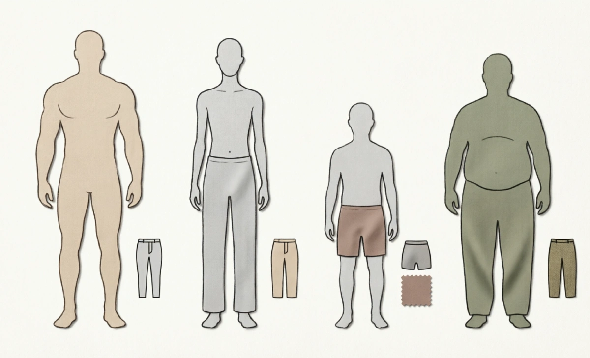 Guide showing best pant styles for different men's body types