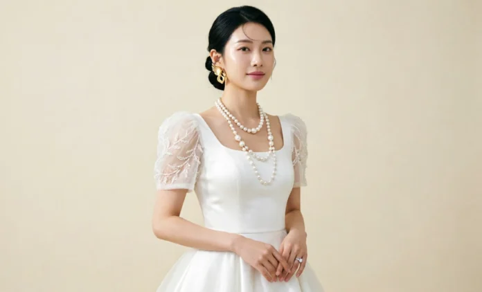 Bridal Jewelry Trends 2026 Bridal jewelry trends 2026 featuring sculptural earrings, layered pearls, and a lab-grown diamond ring