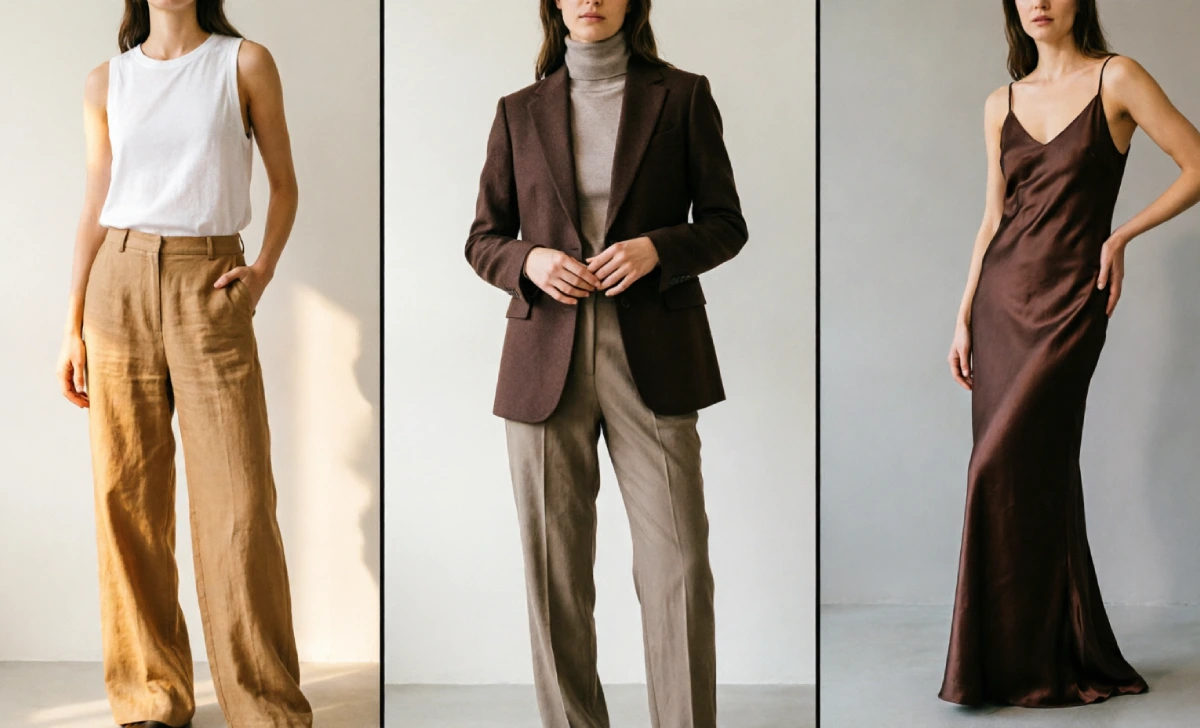 Brown outfit ideas for casual, office, and evening occasions