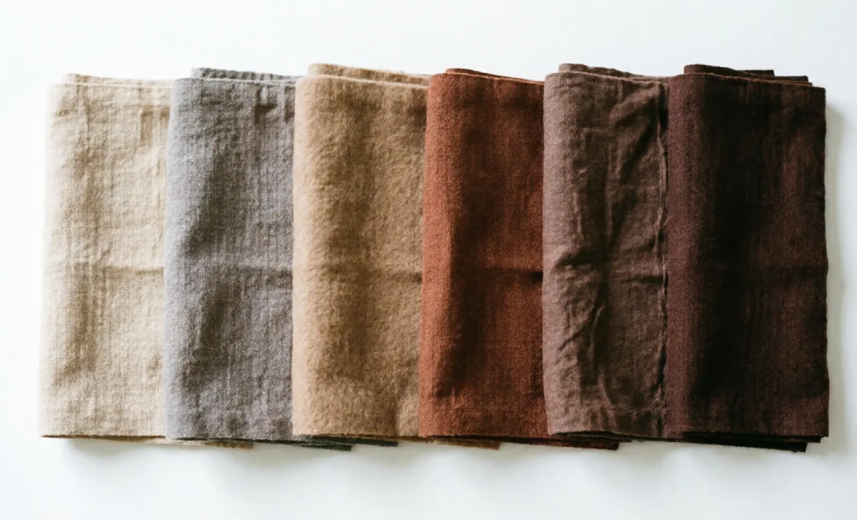 Brown on brown outfit shade palette from light beige to deep espresso.