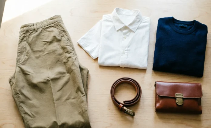 Colors That Go With Khaki Pants and Clothes colors that go with khaki pants paired with a white shirt and navy sweater outfit