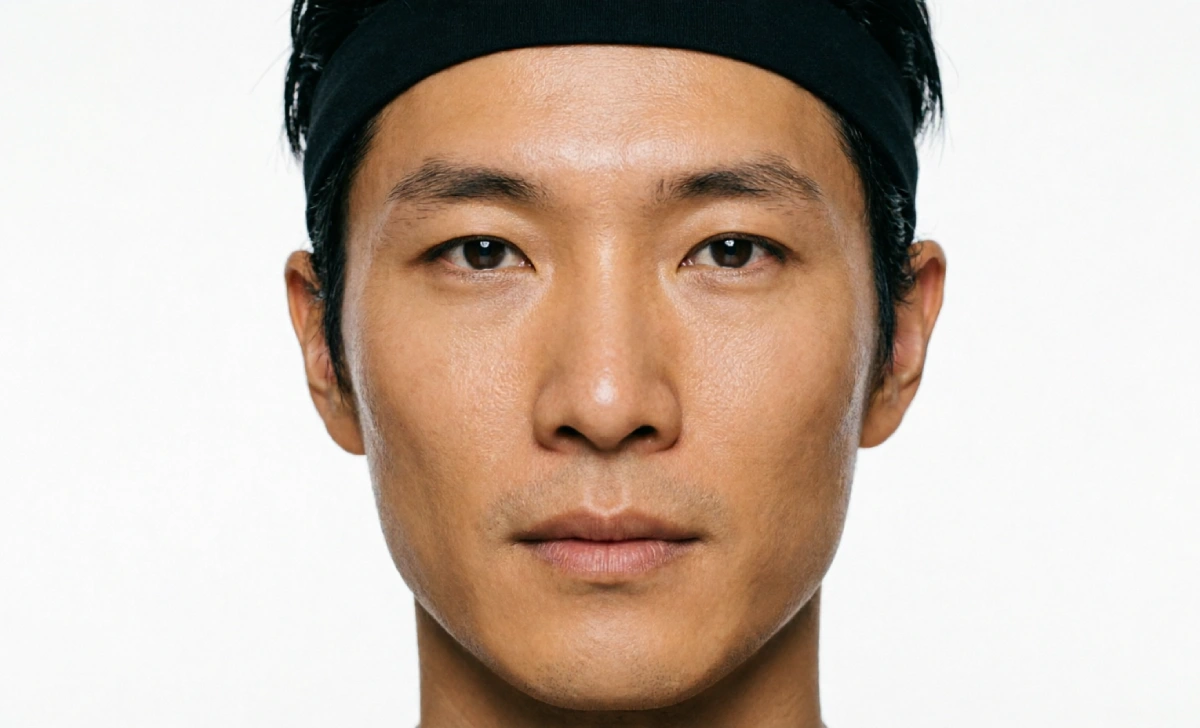 Man showing an oval face shape with forehead, cheekbones, and jawline visible