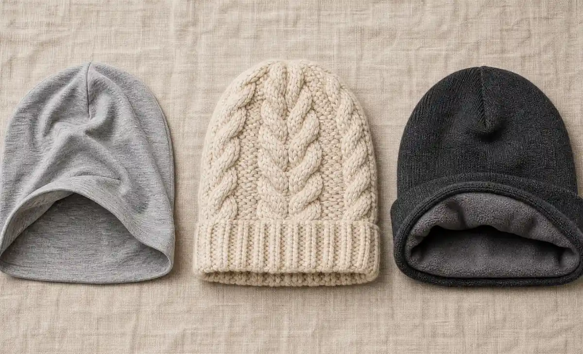 cotton wool and fleece beanie fabric comparison for warm weather