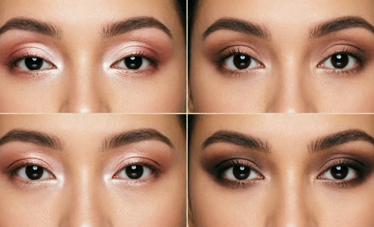 Diagram showing shadow and highlight placement for deep-set, protruding, close-set, and wide-set eyes