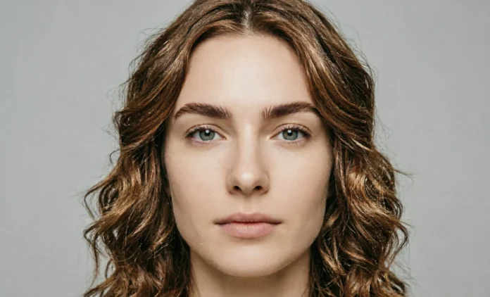 Eyebrow Shapes Guide - Perfect Arch Example Woman with perfectly shaped natural eyebrows showing a soft arch