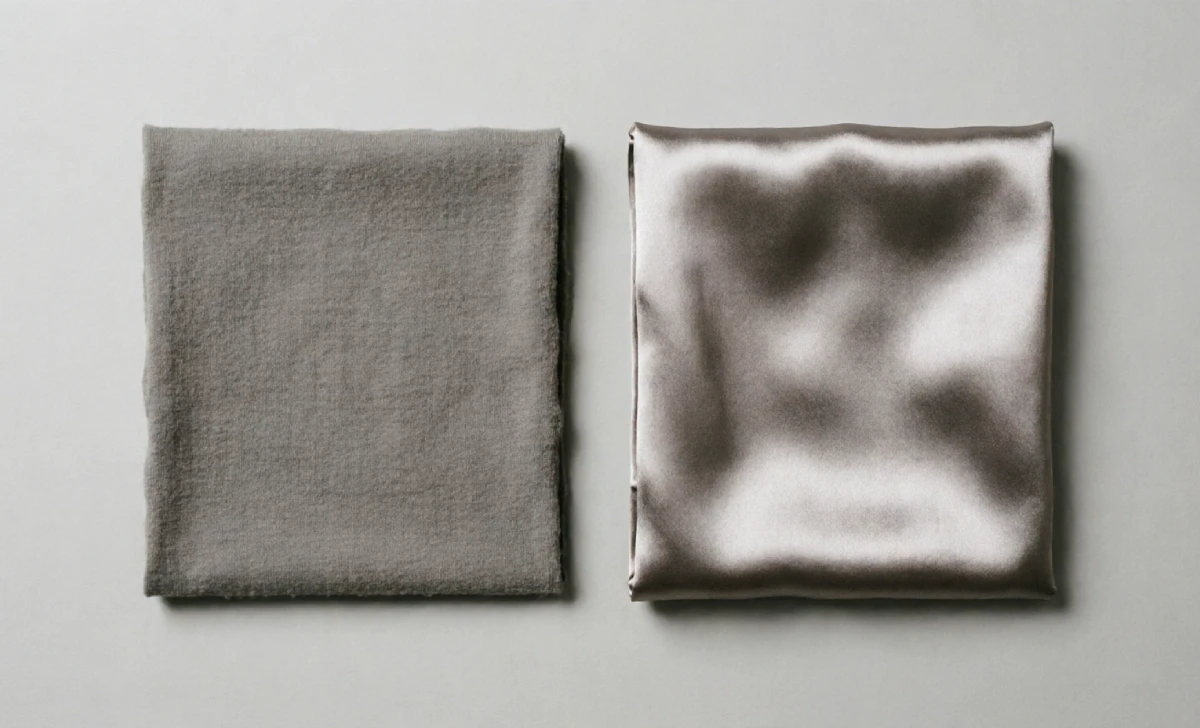 Fabric comparison of matte jersey versus satin for dresses that hide tummy