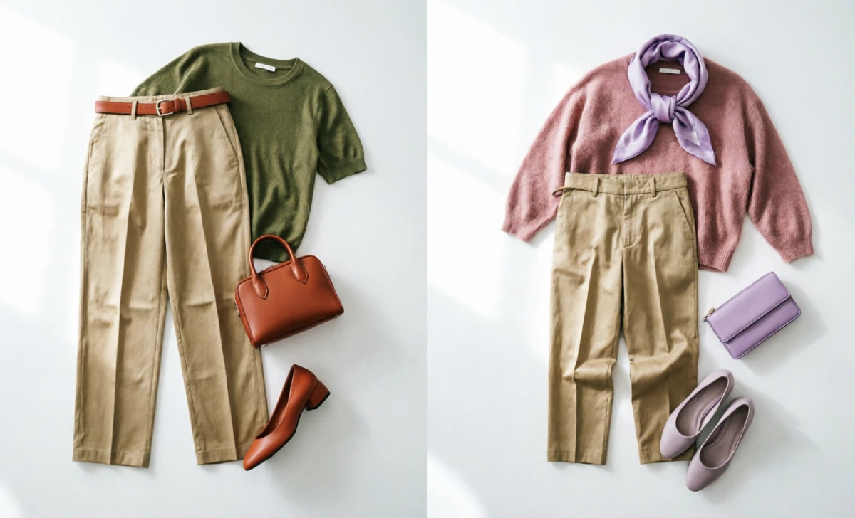 earth tone and pastel colors that go with khaki clothing