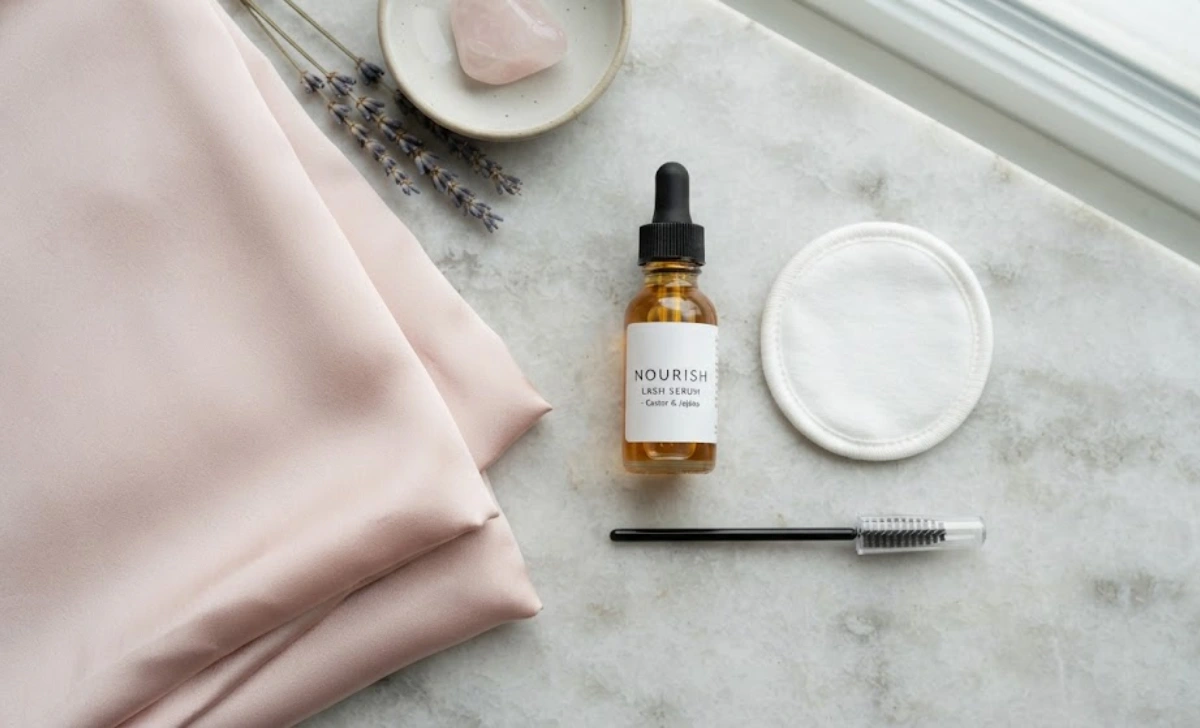 Nightly routine tools used in how to grow eyelashes naturally guide