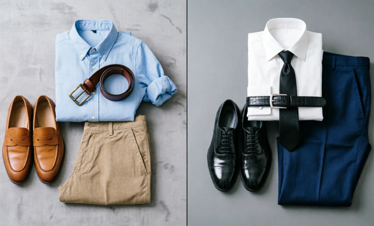 Comparing shoe types for business casual versus formal dress codes