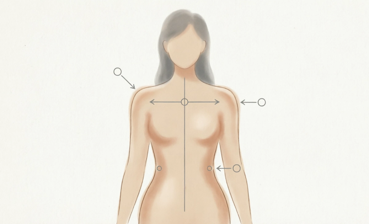 soft natural body traits diagram showing shoulder width and vertical line for jennifer aniston kibbe type