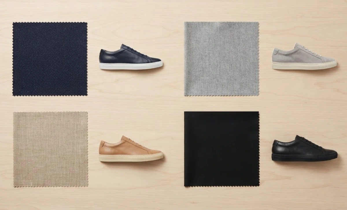 Suit color and sneaker color matching chart for suits with sneakers