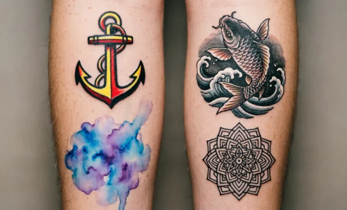 Tattoo Styles and Meanings – Visual Guide to Ink Symbolism Tattoo styles and meanings guide showing traditional, tribal, Japanese, and watercolor ink designs