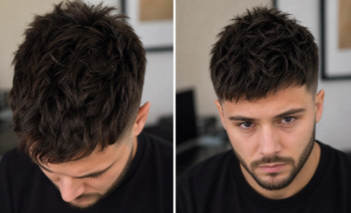 Textured crop haircut with matte finish for oval face male