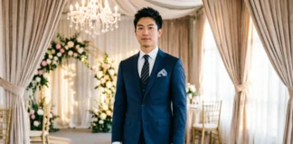 what to wear to a wedding men – navy suit outfit example