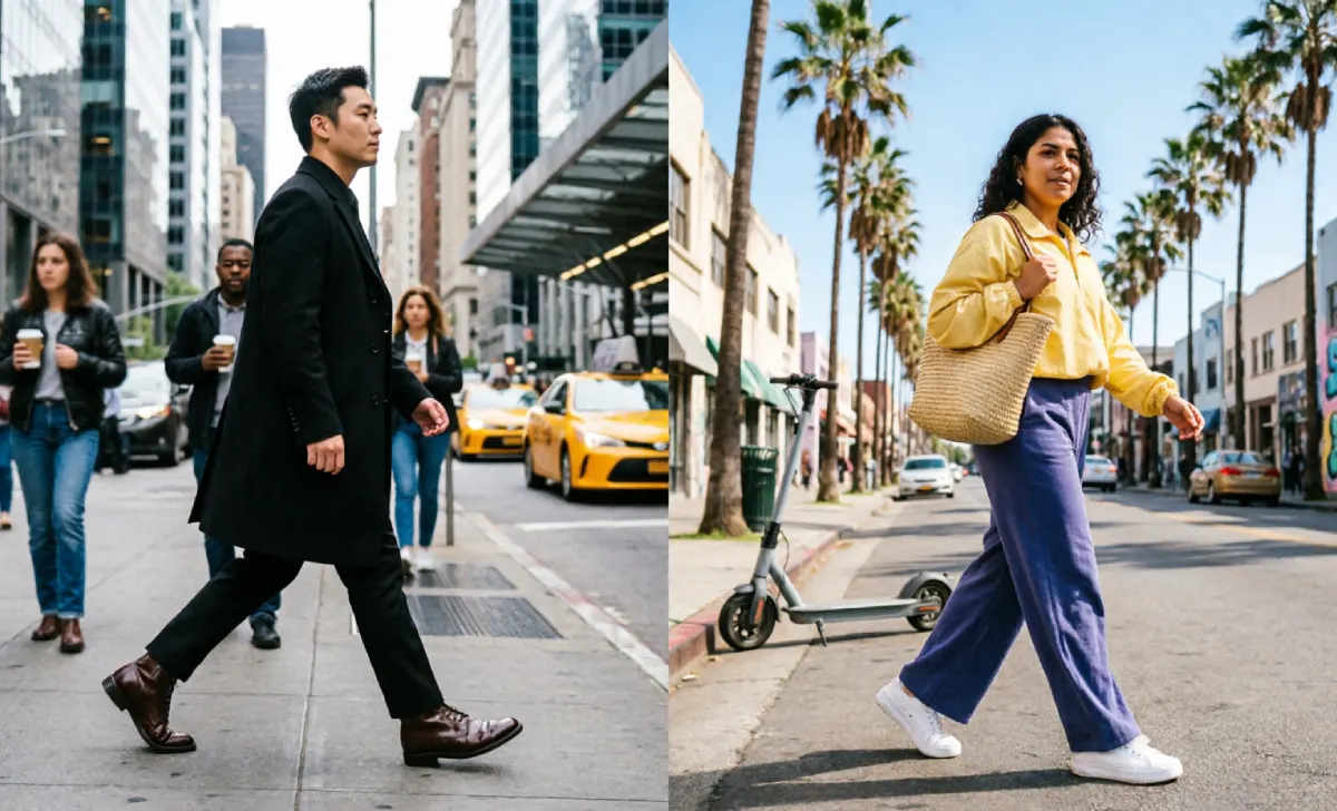 Why cities dress differently — New York tailored style versus Los Angeles relaxed streetwear
